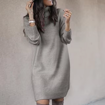 Women's Sweater Dress - Turtleneck - Loose Fit - Long Sleeve Knit Casual Wear