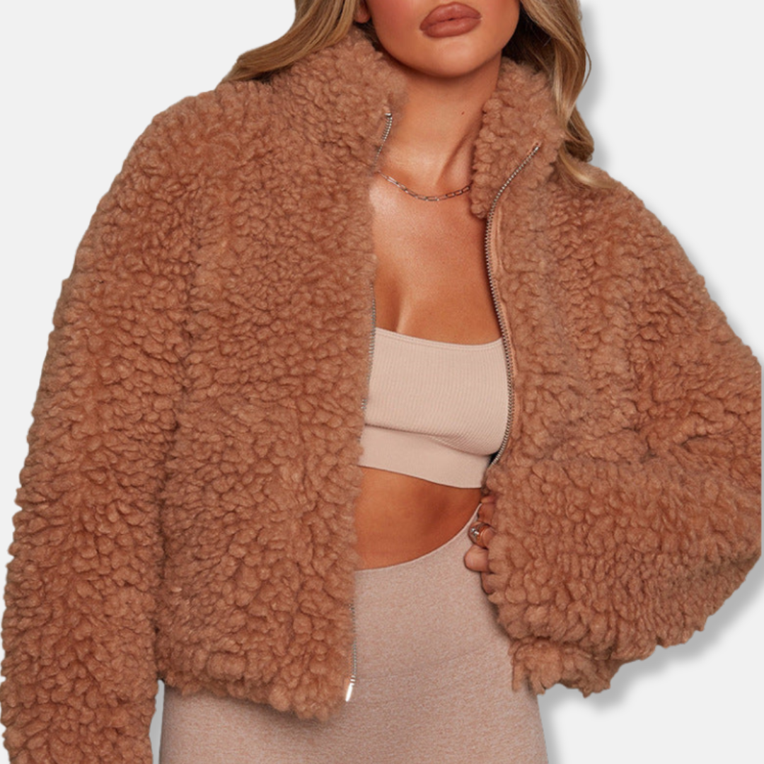 Isla Relaxed Fit Zip-Up Jacket | Stand Collar Hip-Length Jacket