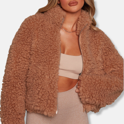 Isla Relaxed Fit Zip-Up Jacket | Stand Collar Hip-Length Jacket