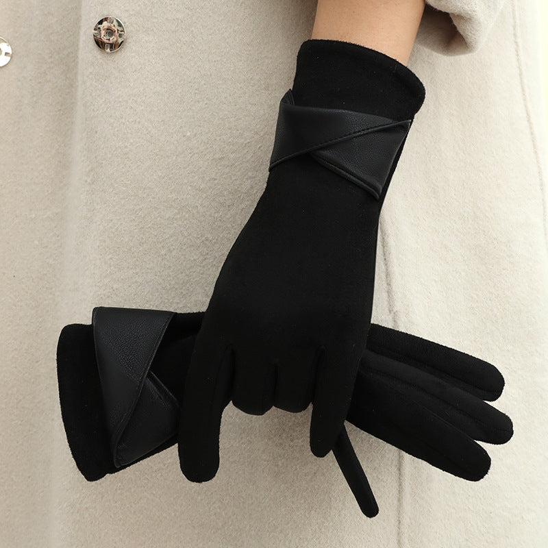 Isla Wrapped Strap Form-Fitting Gloves | Solid Wrist-Length Gloves