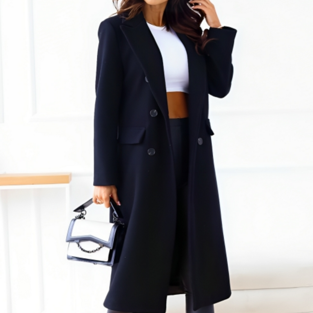 Women's long-sleeved lapel button coat