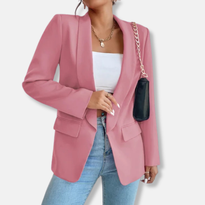 Isla Longline Blazer | Notch Lapel Flap Pockets Blazer