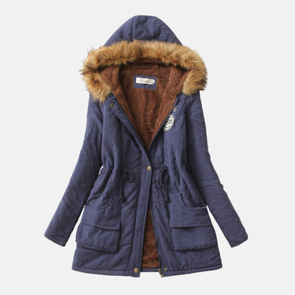 Women’s Parka Jacket – Water Resistant – Faux Fur Hood – Drawstring Waist