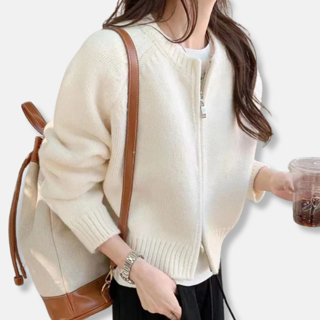 Wool Knit Relaxed Fit Cropped Cardigan 