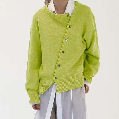Women's wrap sweater with playful button details