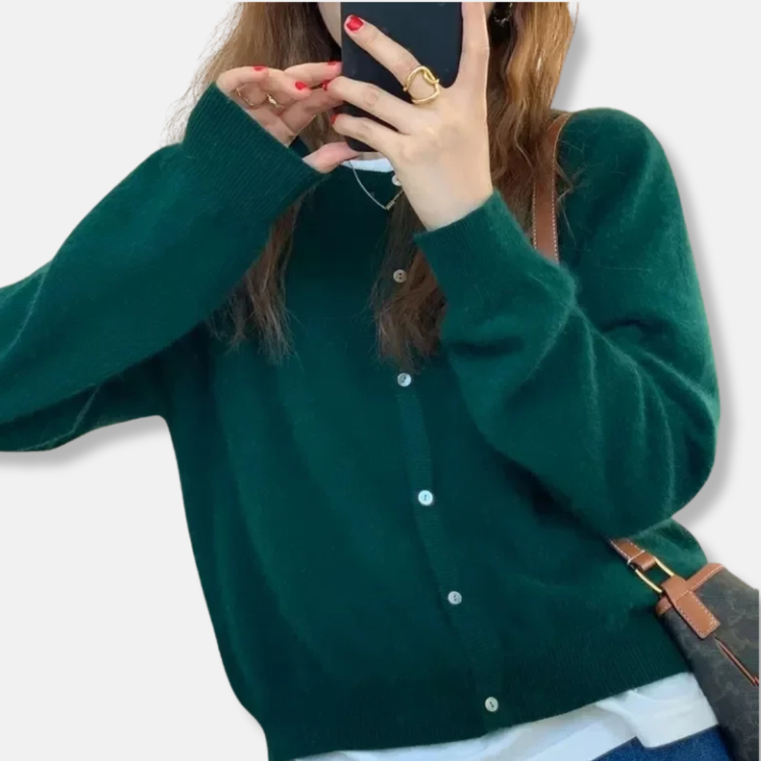 Wool Relaxed Fit Button Front Cardigan