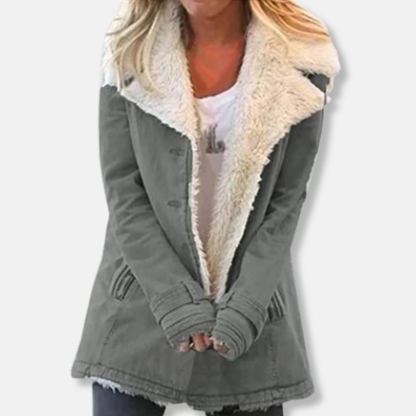 Rosie Suede Shearling Lined Jacket | Relaxed Fit Mid-Length Jacket