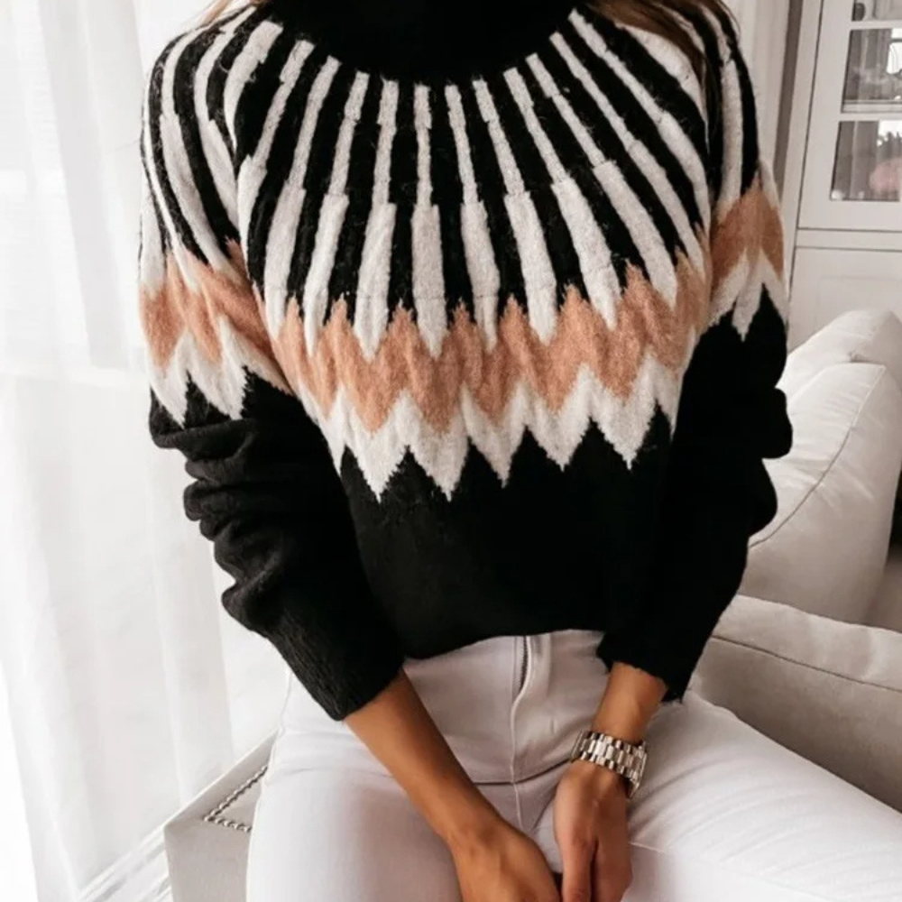 Women's geometric pattern knitted sweater