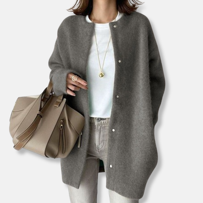Isla Wool Button Front Cardigan | Relaxed Fit Mid-Thigh Cardigan
