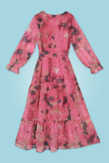 Elegant large swing dress with ruffle sleeves and fairy skirt for women