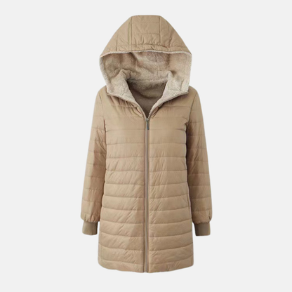 Women’s Puffer Coat – Quilted Insulated – Plush Lined – Hooded Mid-Length Fit