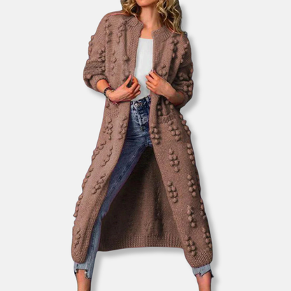 Amelia Wool Bobble Knit Cardigan | Relaxed Fit Open Front Cardigan
