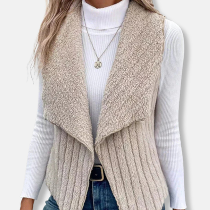 Women’s Vest - Knit - Sleeveless - Shawl Collar - Relaxed Fit - Open Front