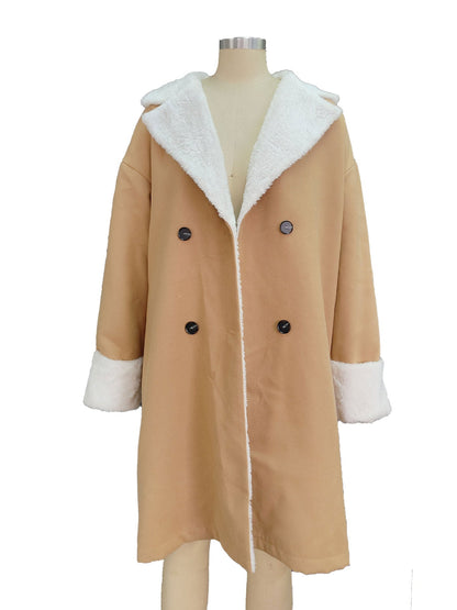 Women's winter casual coat with lapel collar