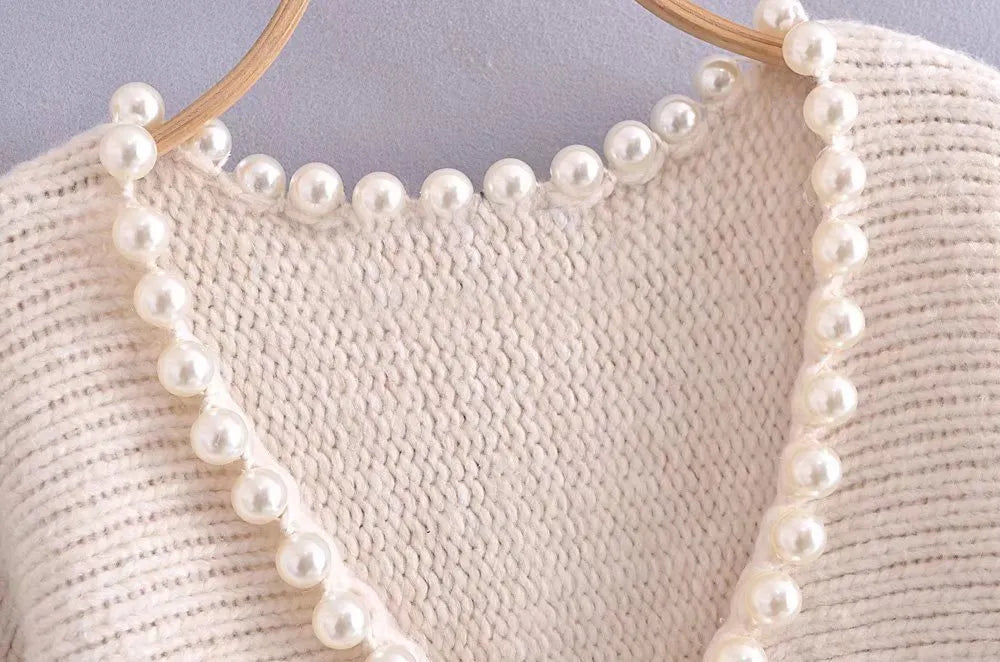Faux Pearl Embellished Sweater