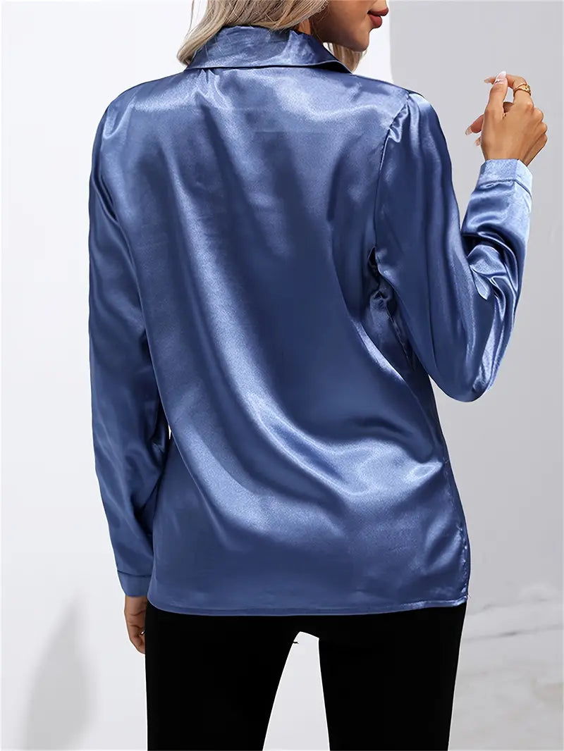 Women's button-down glossy shirt