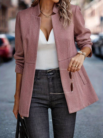 Women's casual long sleeve blazer with front pocket