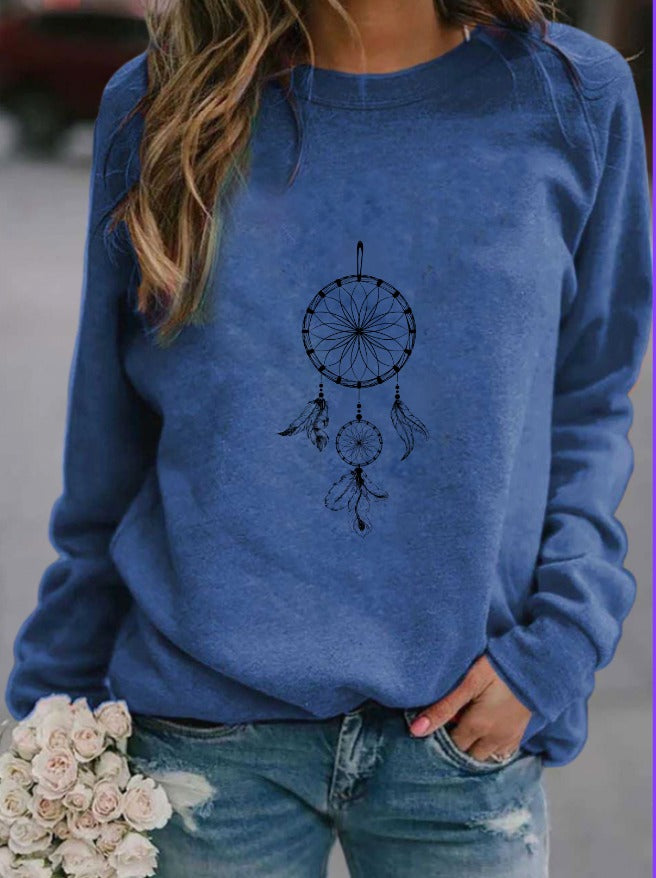 Women's ethnic style printed oversized sweatshirt