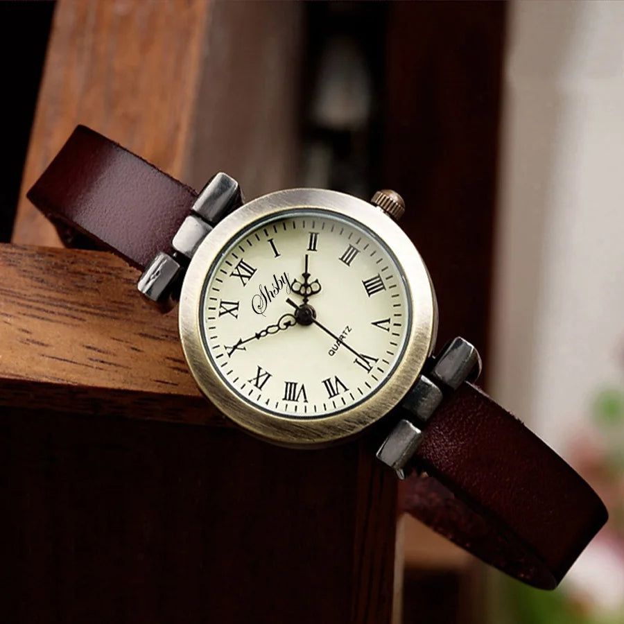 Amelia Vintage Wrist Watch | Round Dial Roman Numerals Wrist Watch