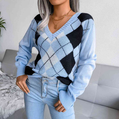 Stylish women's v-neck sweater