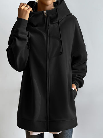 Women's casual sports parka hoodie with zip