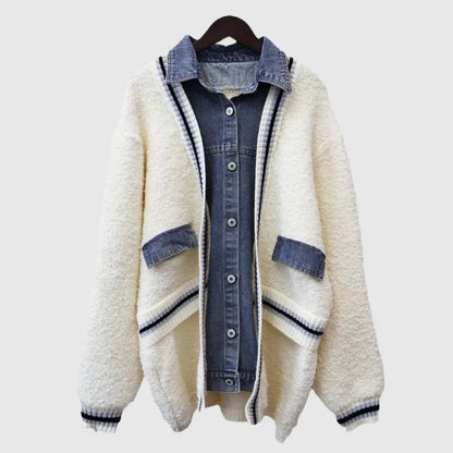 Women's vintage patchwork jacket with front pocket