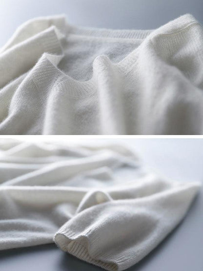 Women's v-neck five-point sleeves sweater