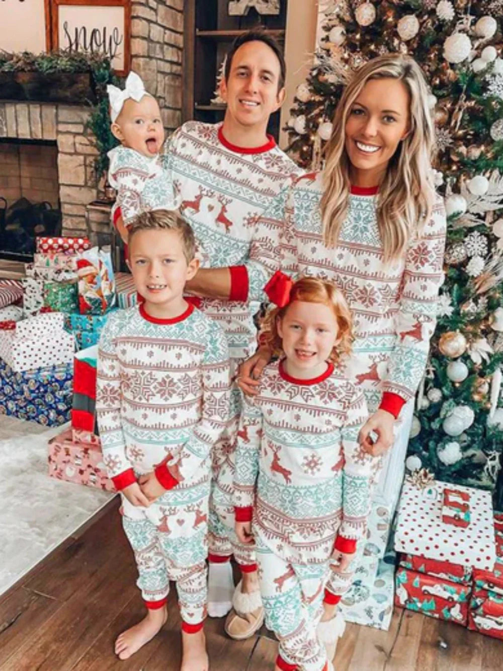 Family matching holiday fair isle pajama set