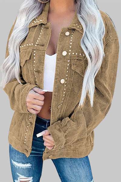 Marta - studded button up pocketed jacket