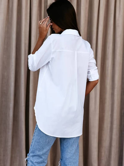 Women's Button-Up Shirt - Long Sleeve - Tailored Fit - Classic Collared Design