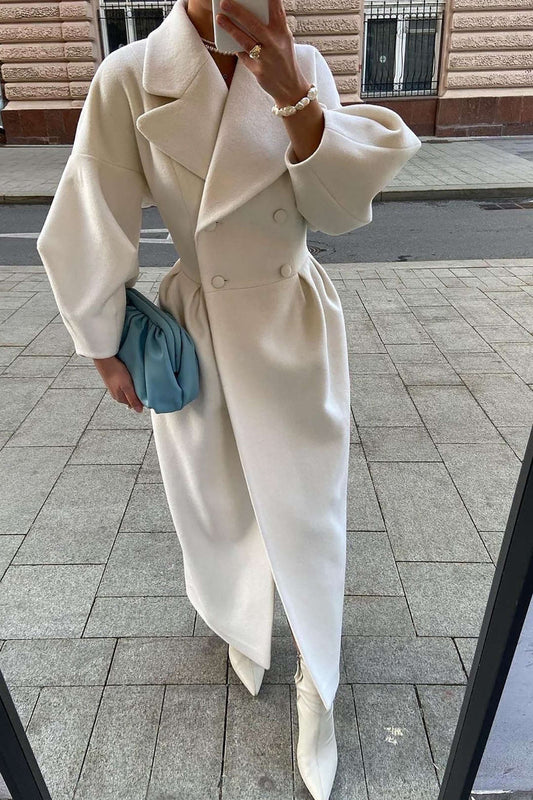 Double Breasted Wide Lapel Midi Coat