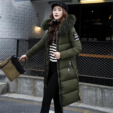 Women's hooded faux fur collar down jacket