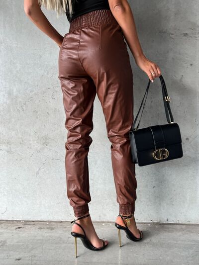 Elin - smocked high waist pants with pockets