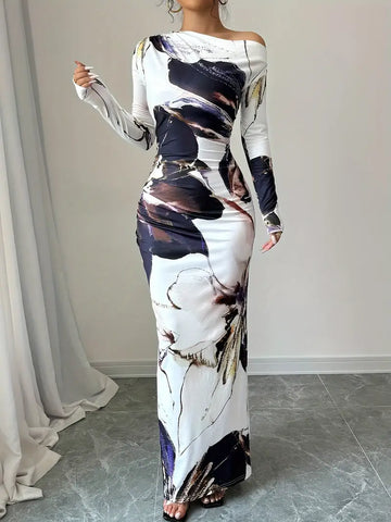 Elegant Maxi Dress for Women with Long Sleeves