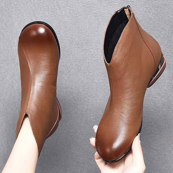 Women's winter leather boots with plush lining