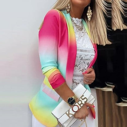 Women's pastel gradient professional slim suit jacket