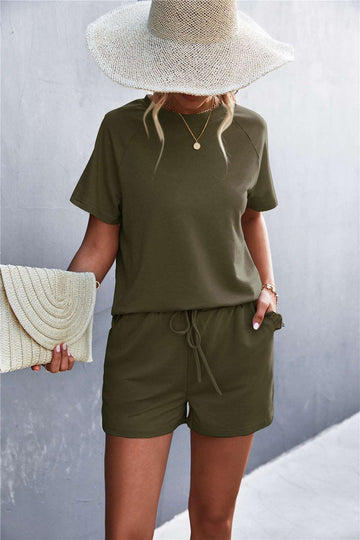 Solana - ruffle hem top and shorts set with pockets