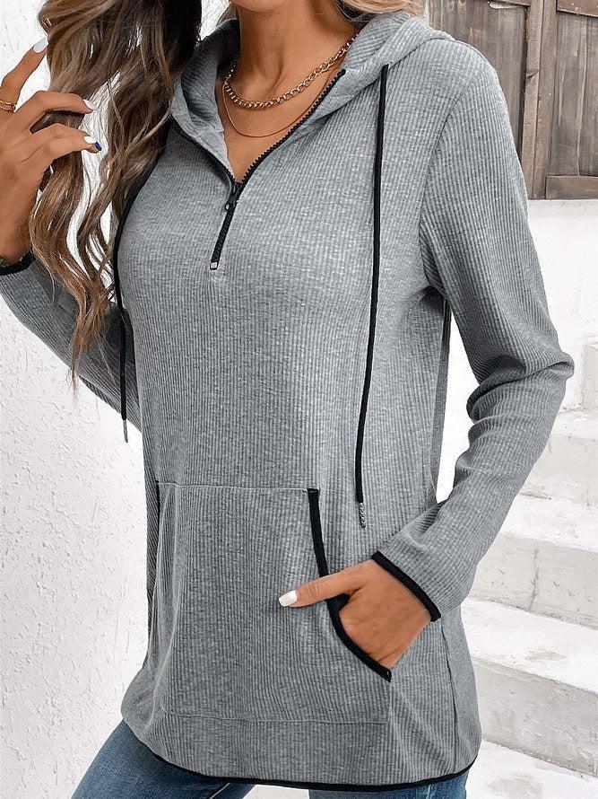 Women's gray half-zippered sweater