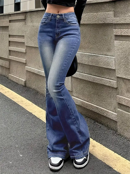 Women's stylish vintage jeans with wide legs