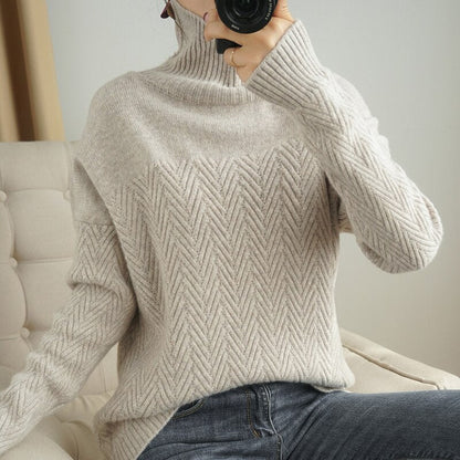 Women's high neck long sleeve sweater