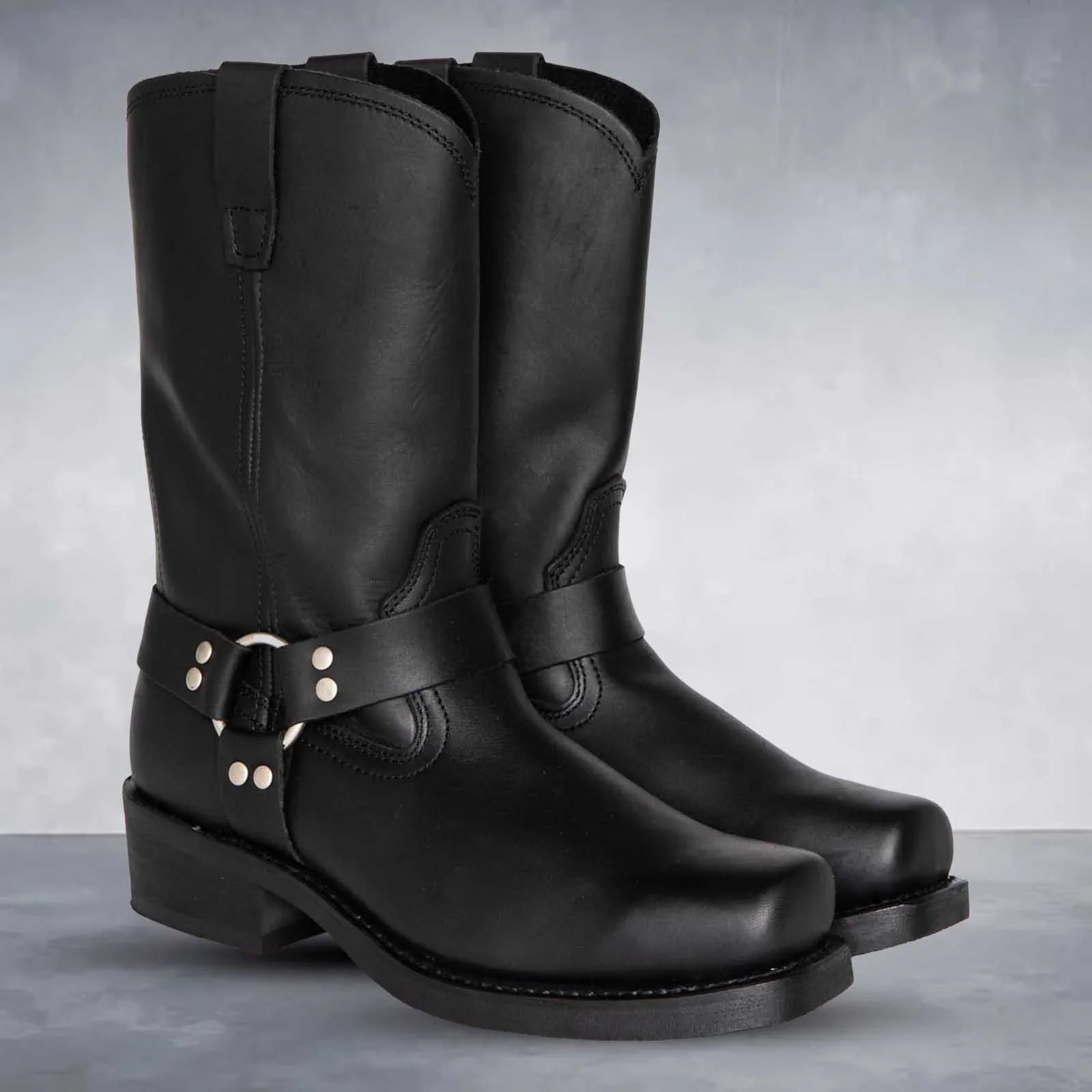 Leather Harness Strap Cowboy Boots 