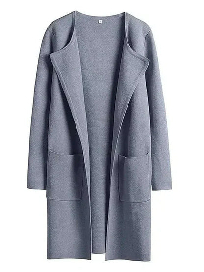 Women’s Open-Front Jacket – Relaxed Fit – Mid-Length – Long Sleeve with Patch Pockets