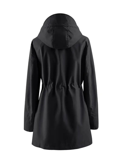 Women's  casual windproof plaid hooded trench coat