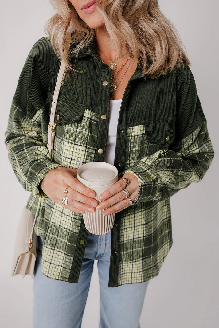 Color Block Snap Button Jacket