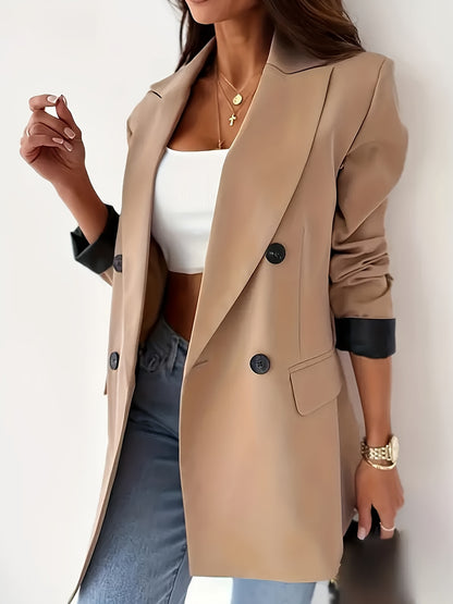 Women’s Blazer – Double-Breasted Tailored Fit – Notched Lapel – Long Sleeve – Structured