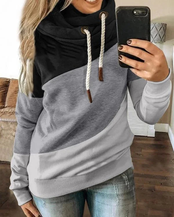 Women's Splicing Hooded Fleece Sweatshirt