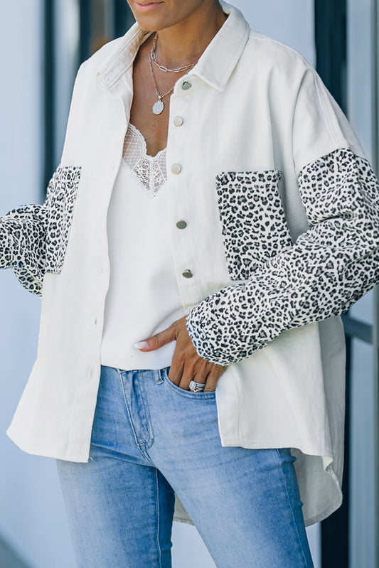 Leopard Print Relaxed Fit Shacket Jacket