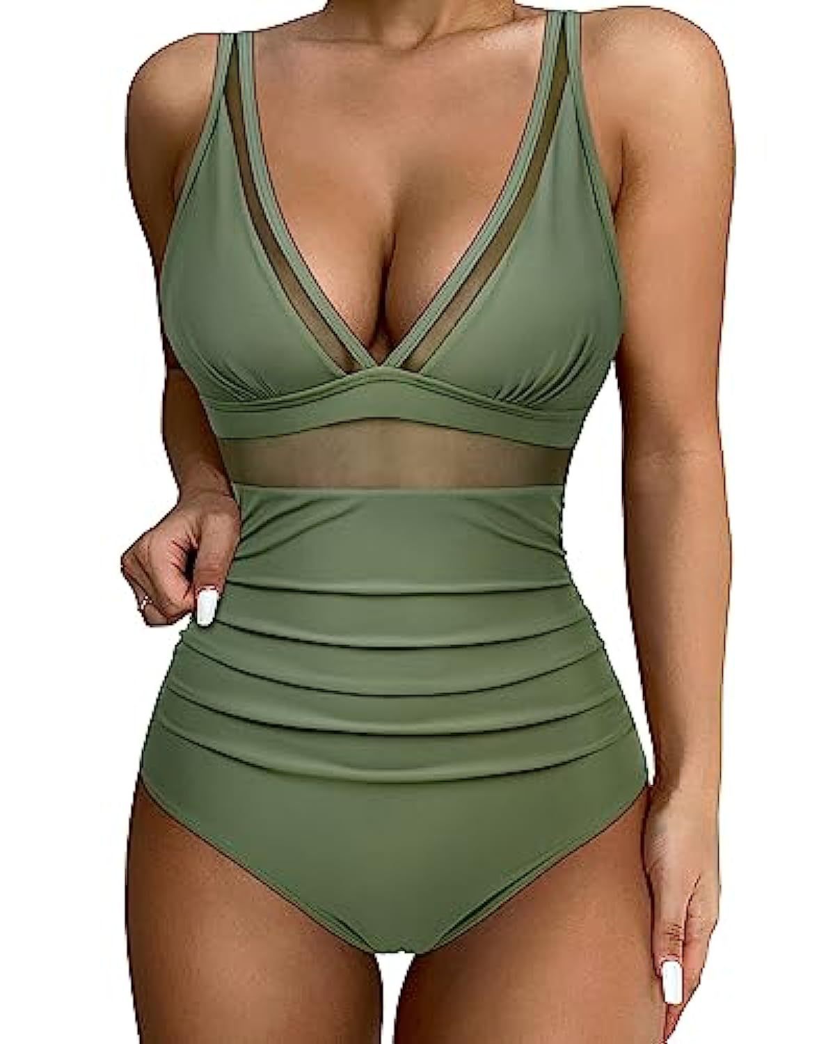 Stretch Fit Plunging Neckline Swimsuit 