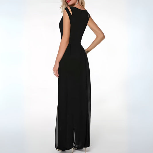 Cut-Out Shoulder Evening Floor-Length Gown