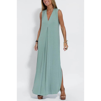 Women's Maxi Dress - Sleeveless V-Neck - Flowy Loose Fit - Elegant & Breathable